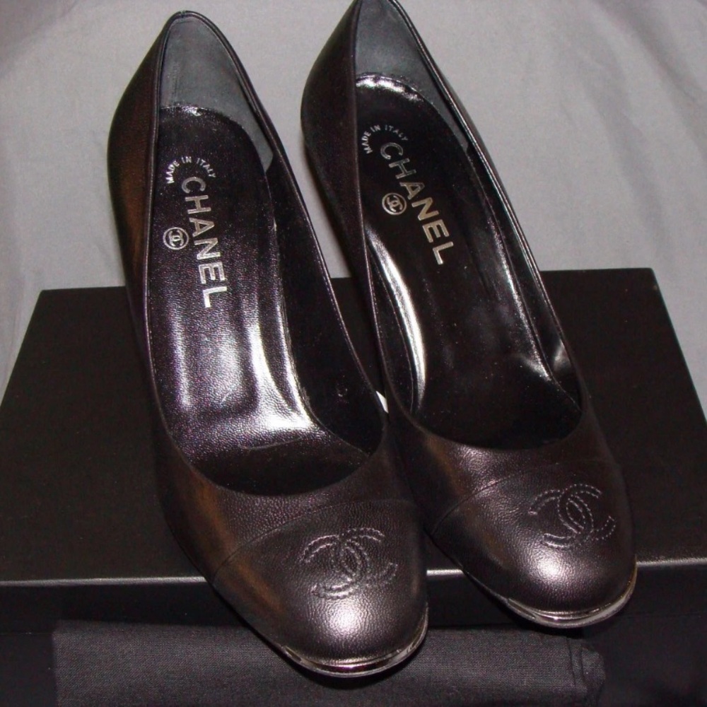 Vintage CHANEL Black Leather Heels